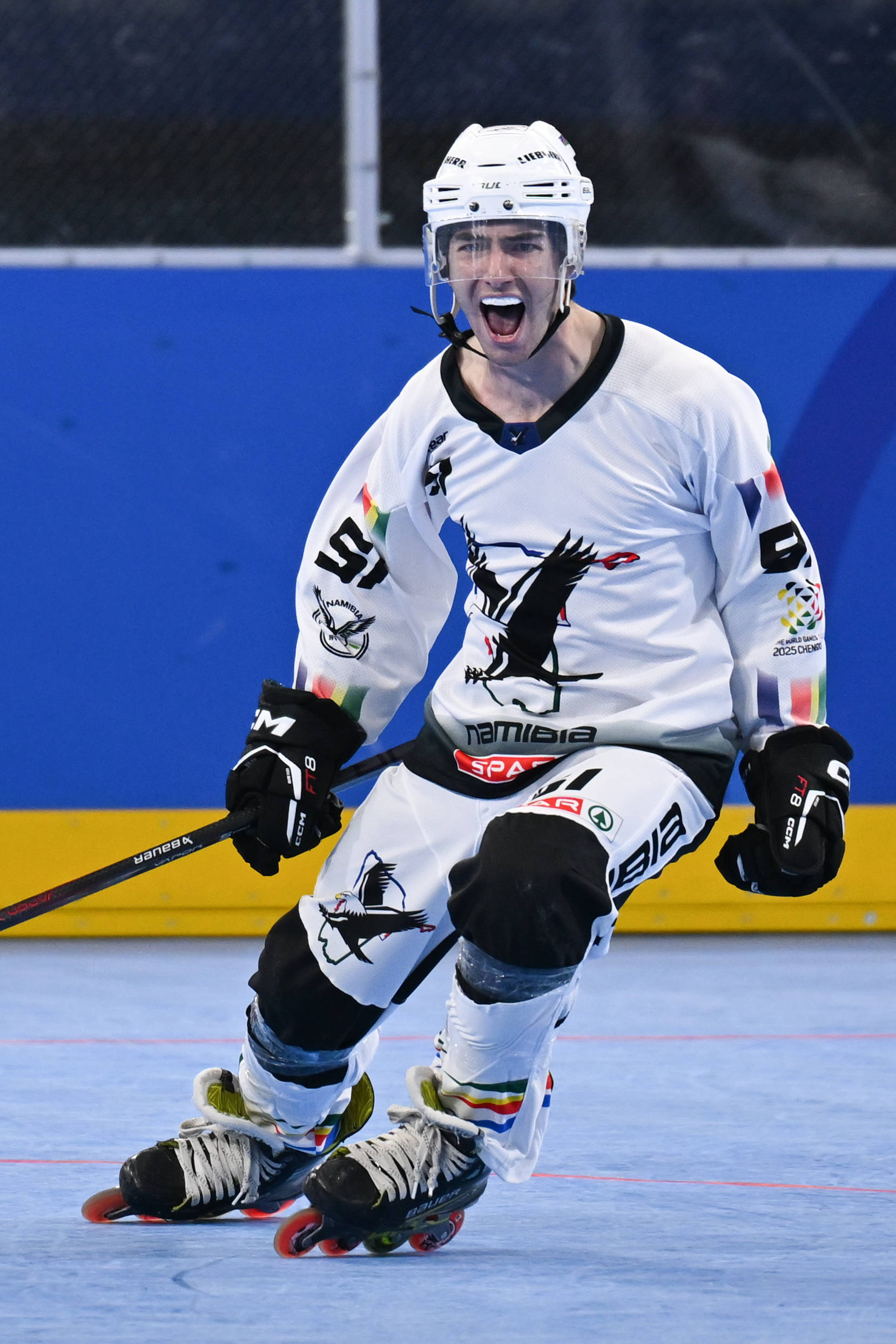 (成都世运会)单排轮滑球——男子铜牌赛:纳米比亚队胜法国队